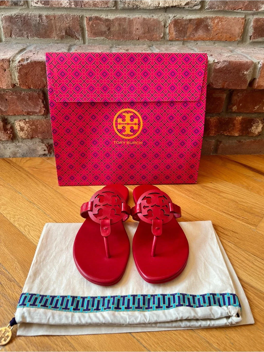Tory Burch Tory Red Leather Miller SOFT Sandals